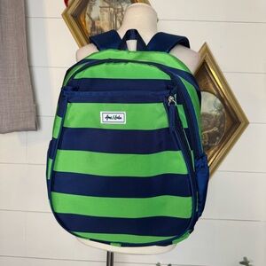 Ame and Lulu Game On Tennis Backpack Navy Blue & Green Stripes Pickleball